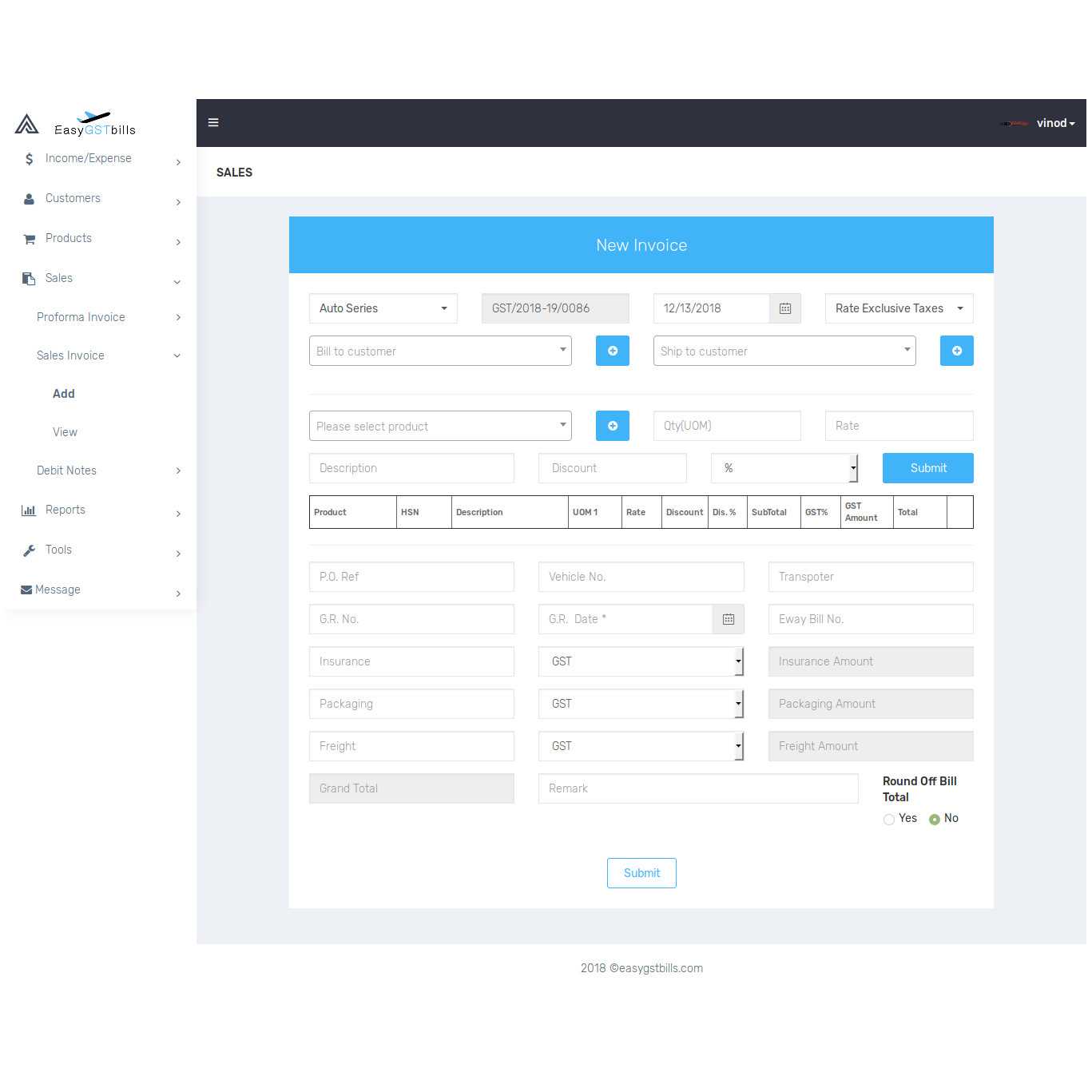 sales invoice